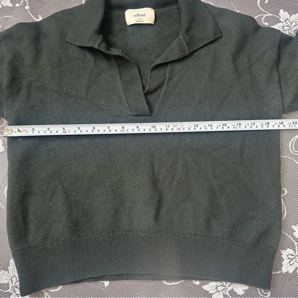 Aritzia Wilfred Clara Merino Wool Polo Sweater in Green Sz Med - Picture 5 of 7